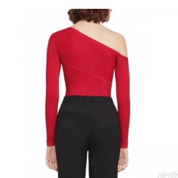 NEW BCBGMAXAZRIA RED BERRY AYA ONE-SHOULDER SWEATER TOP BPO1Z770/B834W SIZE S - Picture 3 of 8